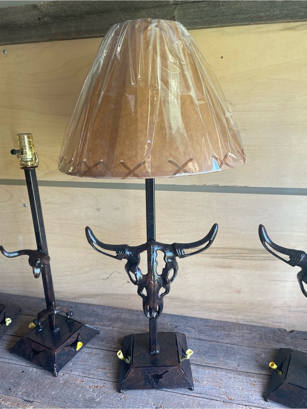 Rustic Bull Skull Table Lamp hand made- NEW
